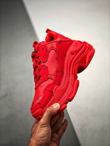 Balenciaga Triple S Allover Logo Red